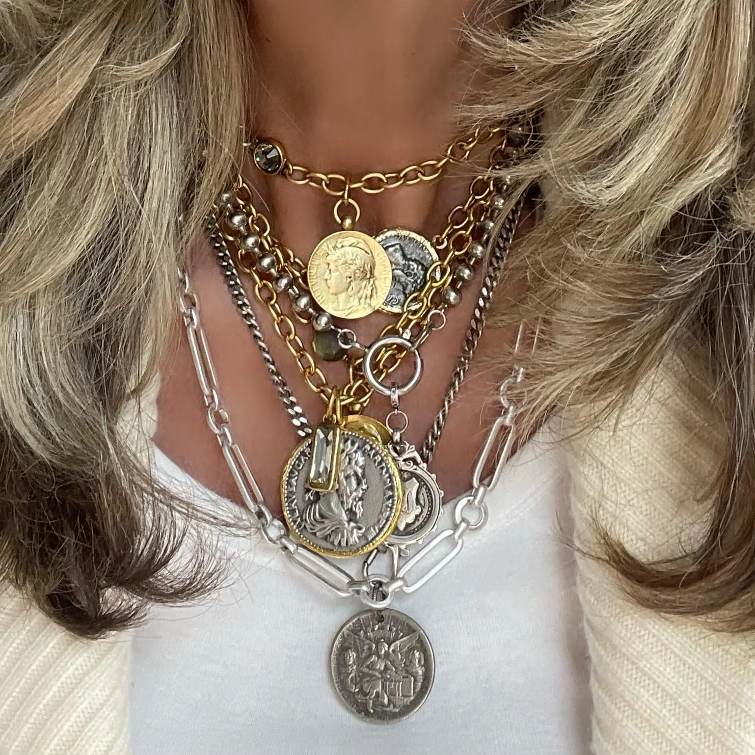 Alchemy//Gold & Silver Plated Coin Charm Necklace, Greek-Roman Replica | Etsy (Global)