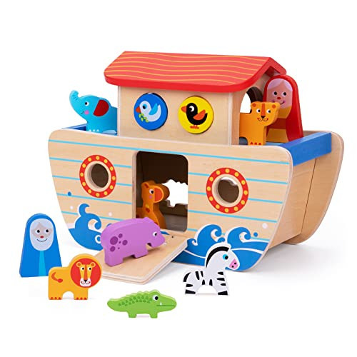 TOOKYLAND Wooden Noah's Ark Toys for Kids, Bible Story Toys Baptism Gifts for Girls and Boys, Animal Shape Sorter Toys Montessori Toys for 2 3 4 Year Old | Amazon (US)