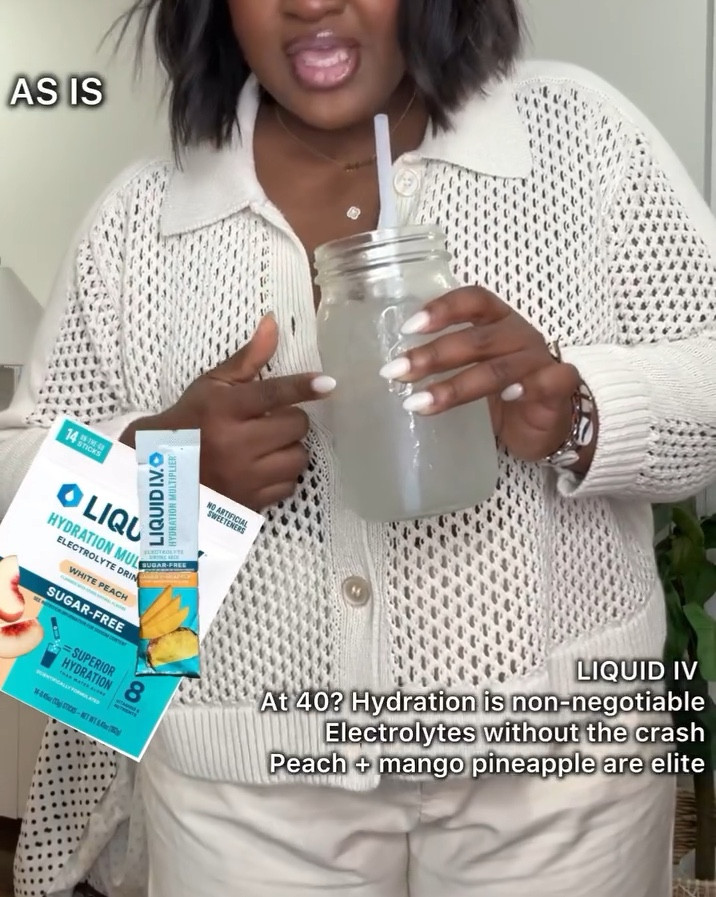 My daily hydration essential. Liquid I.V. Sugar-Free helps me stay hydrated, energized, and feeling my best especially during busy summer days. White Peach and Mango Pineapple are my favorites. #LiquidIV
#HydrationEssential
#WellnessRoutine
#HealthyLifestyle
#Over40Wellness
#Electrolytes
#HealthyHabits
#SummerWellness
#LTKFinds
#DailyEssentials

#LTKBeauty #LTKmomlife #LTKfitnessgoals
