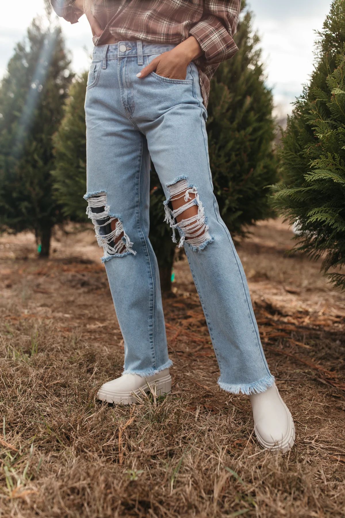 Grace Distressed High Waist Mom Jeans | The Post