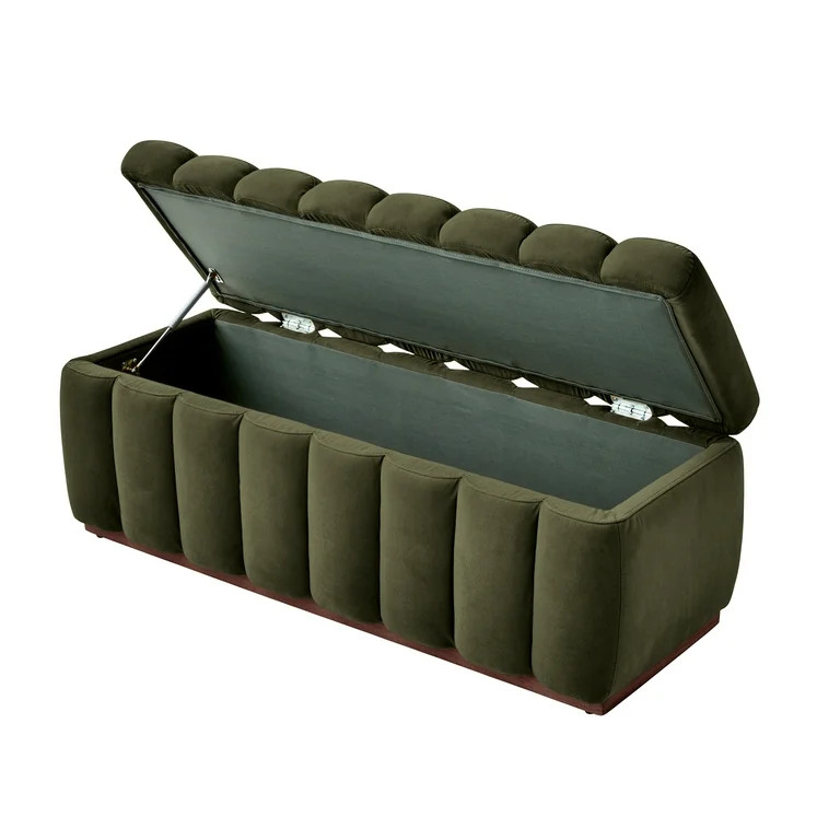 Better Homes & Gardens 47.24" Lillian Channel Tufted Bench, Olive Velvet | Walmart (US)
