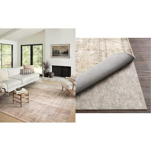 Loloi Amber Lewis x Georgie Ocean/Sand 8'-4" x 11'-6" Area Rug Grip 8'-0" x 11'-0" Rug Pad Bundle | Amazon (US)