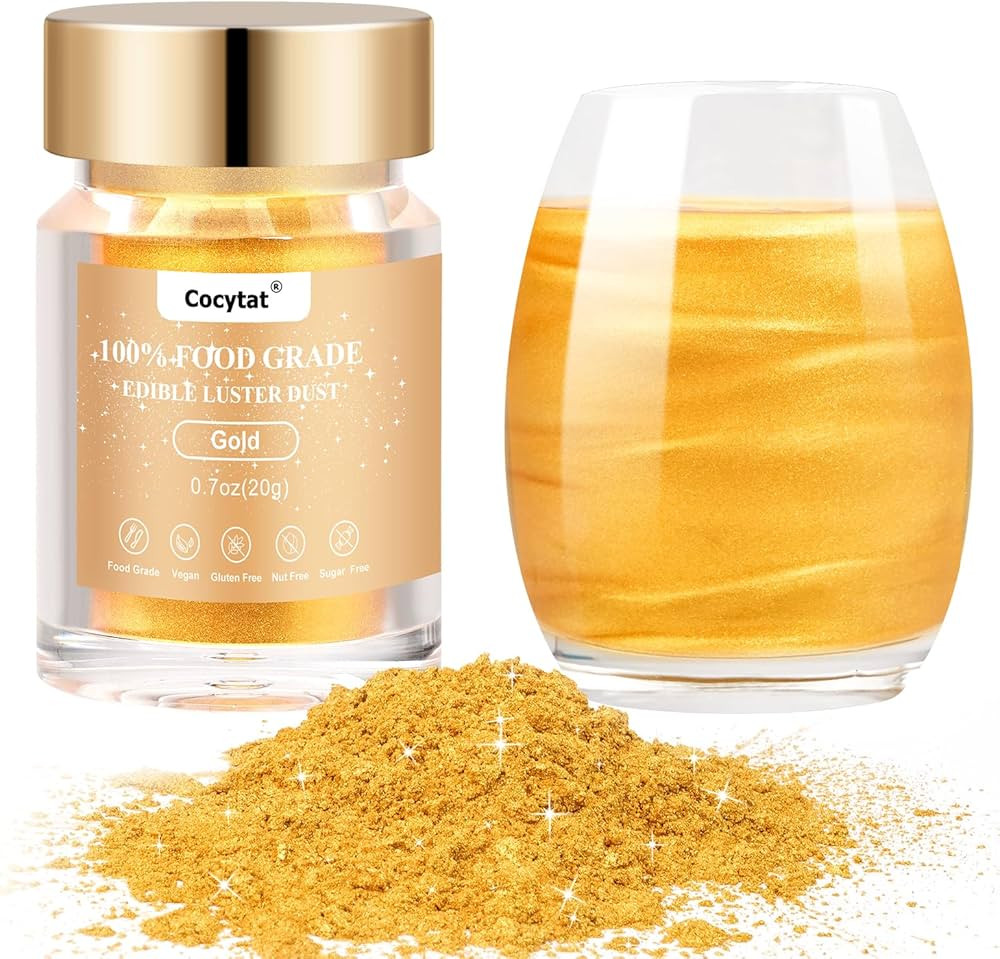 Gold Edible Glitter for Cocktails, Bulk 20g 0.7oz Gold Luster Dust Edible Power Shimmer Food Grad... | Amazon (US)