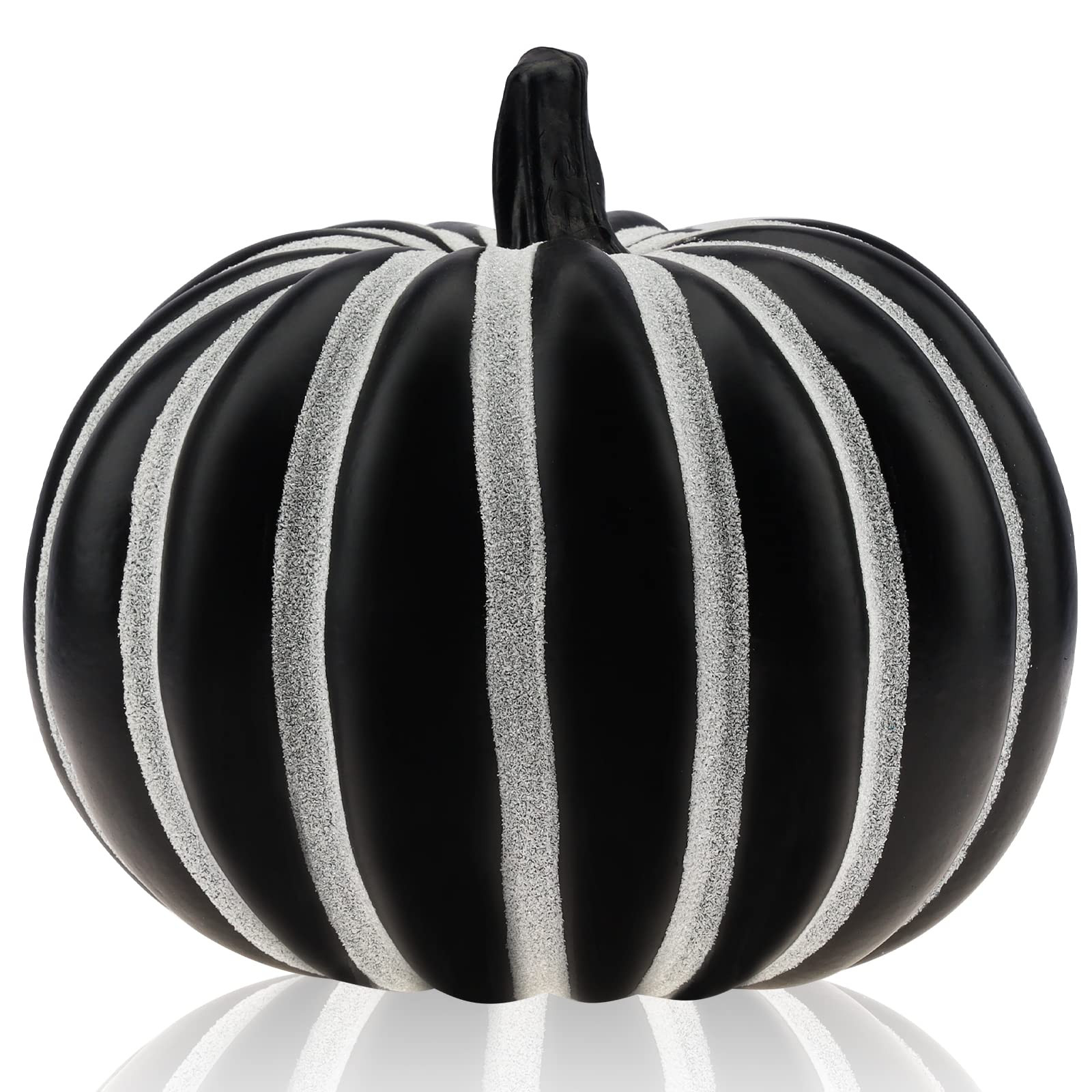 Folmywy 8 Inch Large Halloween Artificial Pumpkin Black Fake Pumpkins for Halloween Home Decorati... | Amazon (US)