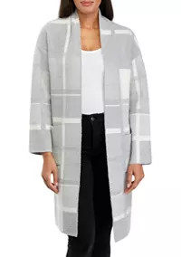 Cyrus Women's Open Front Plaid Print Cardigan with Pockets | Belk