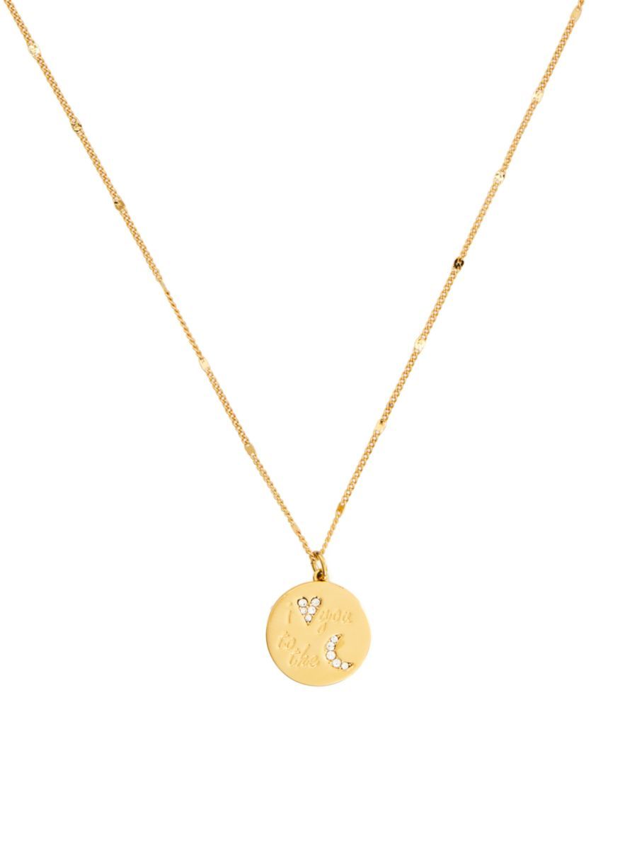 kate spade new york True Love Goldtone Cubic Zirconia I Love You To The Moon Pendant Necklace | Saks Fifth Avenue