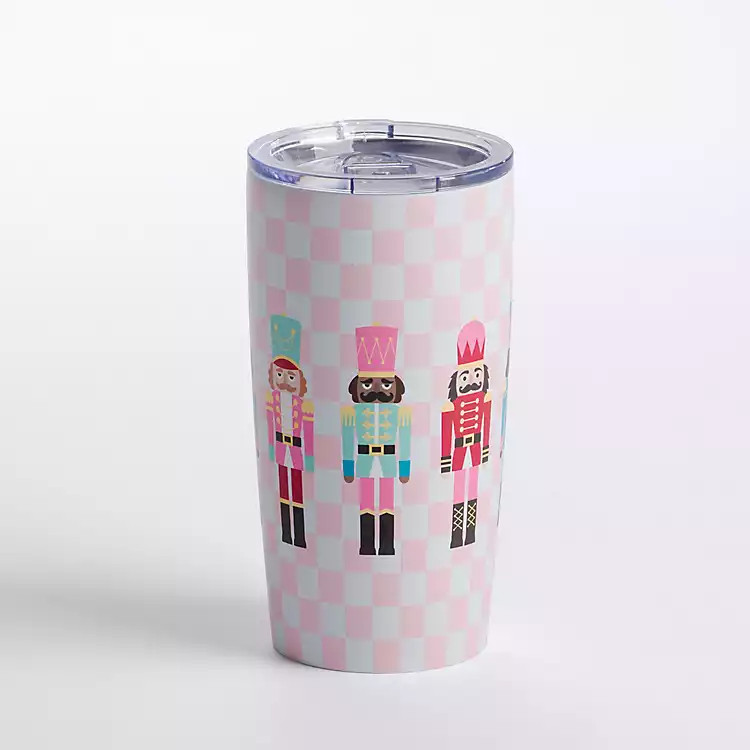 Pink Checkered Nutcracker Christmas Tumbler | Kirklands