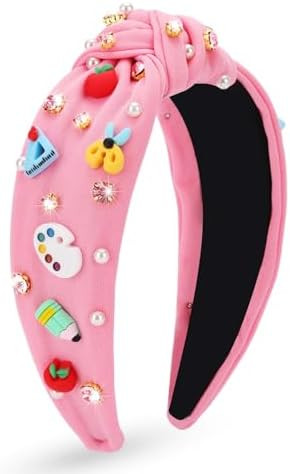 Teacher Headbands for Women, Back to School Girls Hair Accessories (Pink) | Amazon (US)
