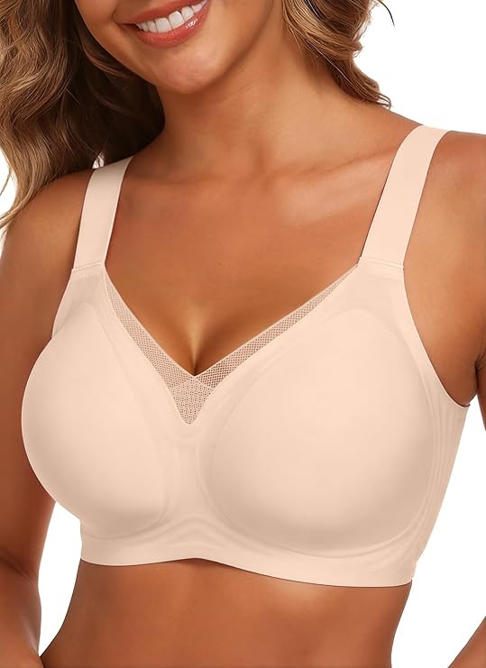 AYIFU Womens Wireless Bras Comfortable V Mesh Full Coverage Seamless Bralette Supportive No Under... | Amazon (US)