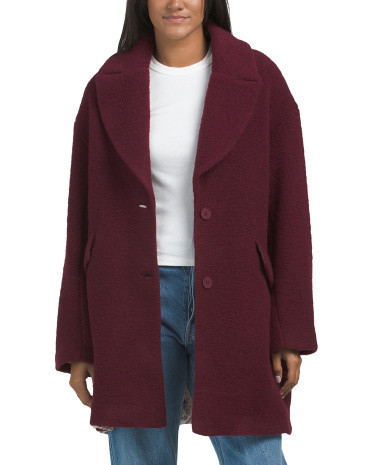 Wool Blend Solid Coat, Polyester/Wool | TJ Maxx