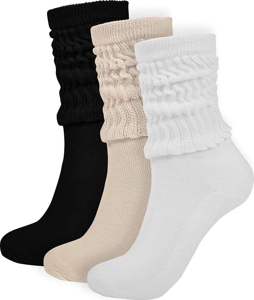 BomKinta Crew Slouch Socks Women - Retro Scrunch Short Sock - Soft Solid Ankle Socks Size 5-11 | Amazon (US)