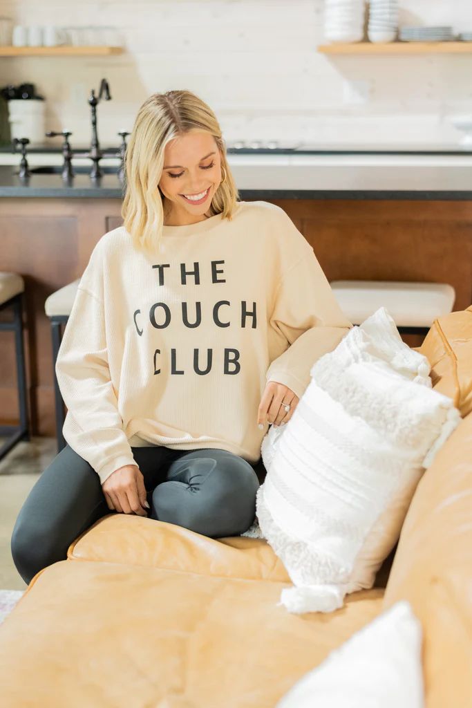 The Couch Club Natural White Graphic Corded Sweatshirt | The Mint Julep Boutique