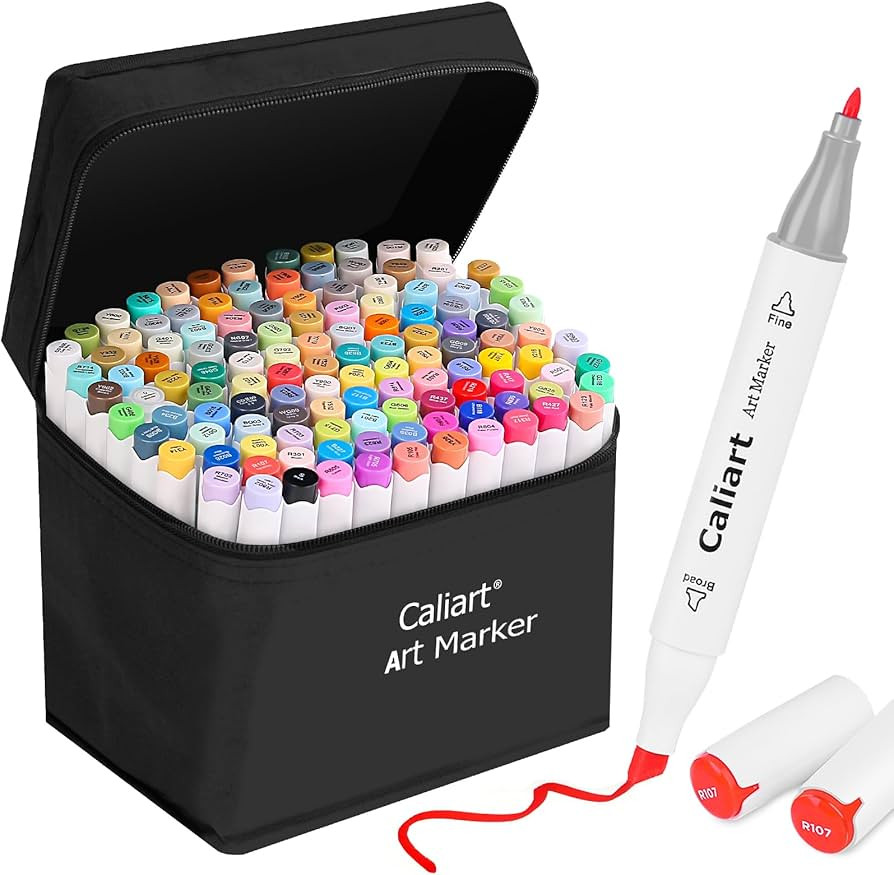 Caliart 121 Colors Alcohol Based Markers, Dual Tip Art Marker Set Chisel & Fine, Permanent Colore... | Amazon (US)