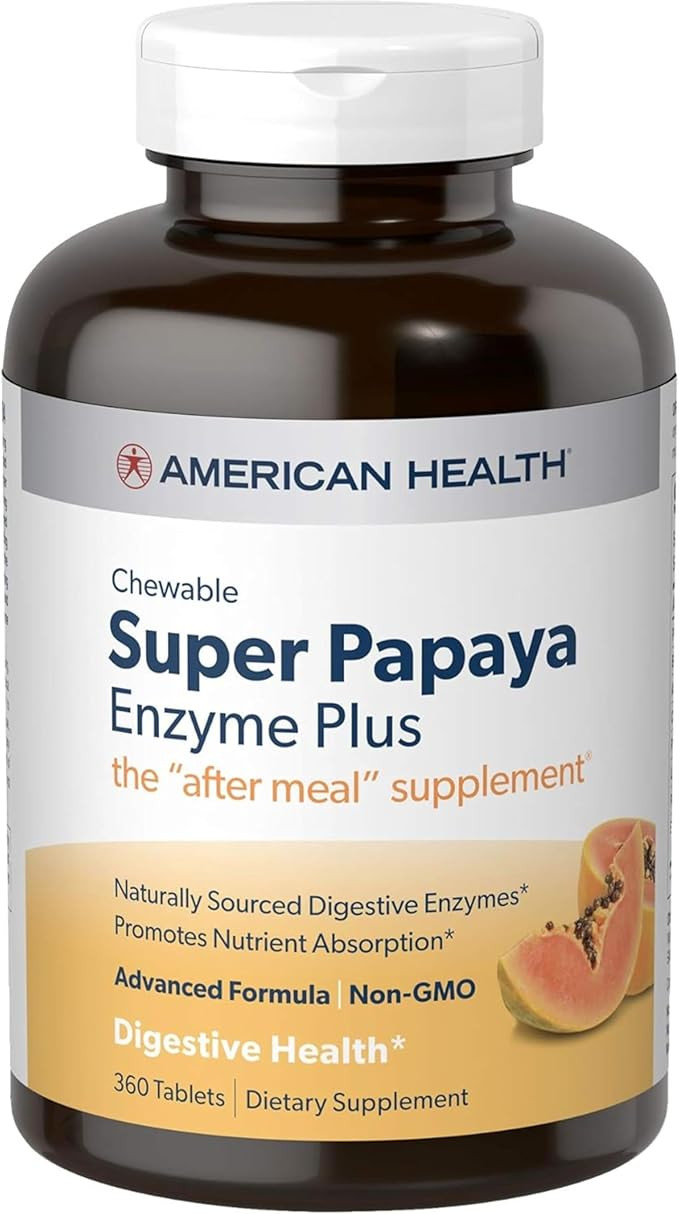 American Health Super Papaya Enzyme Plus Chewable Tablets, Natural Papaya Flavor - Promotes Diges... | Amazon (US)