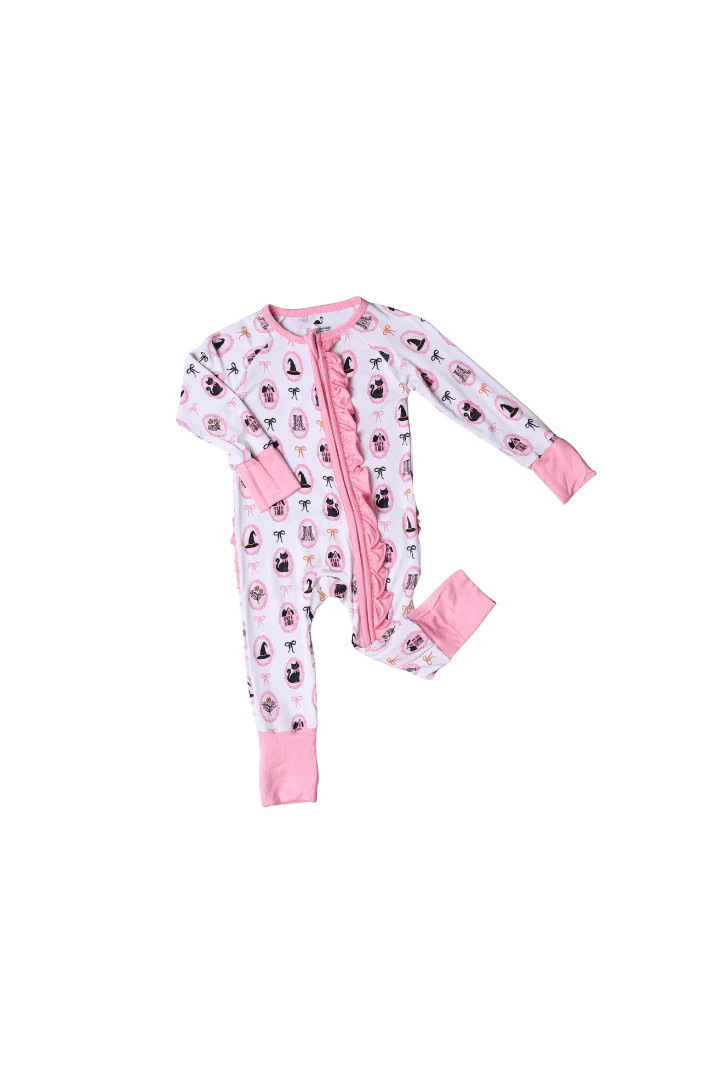 Sweet and Spooky Pink Zippy Pajamas | The Smocked Flamingo