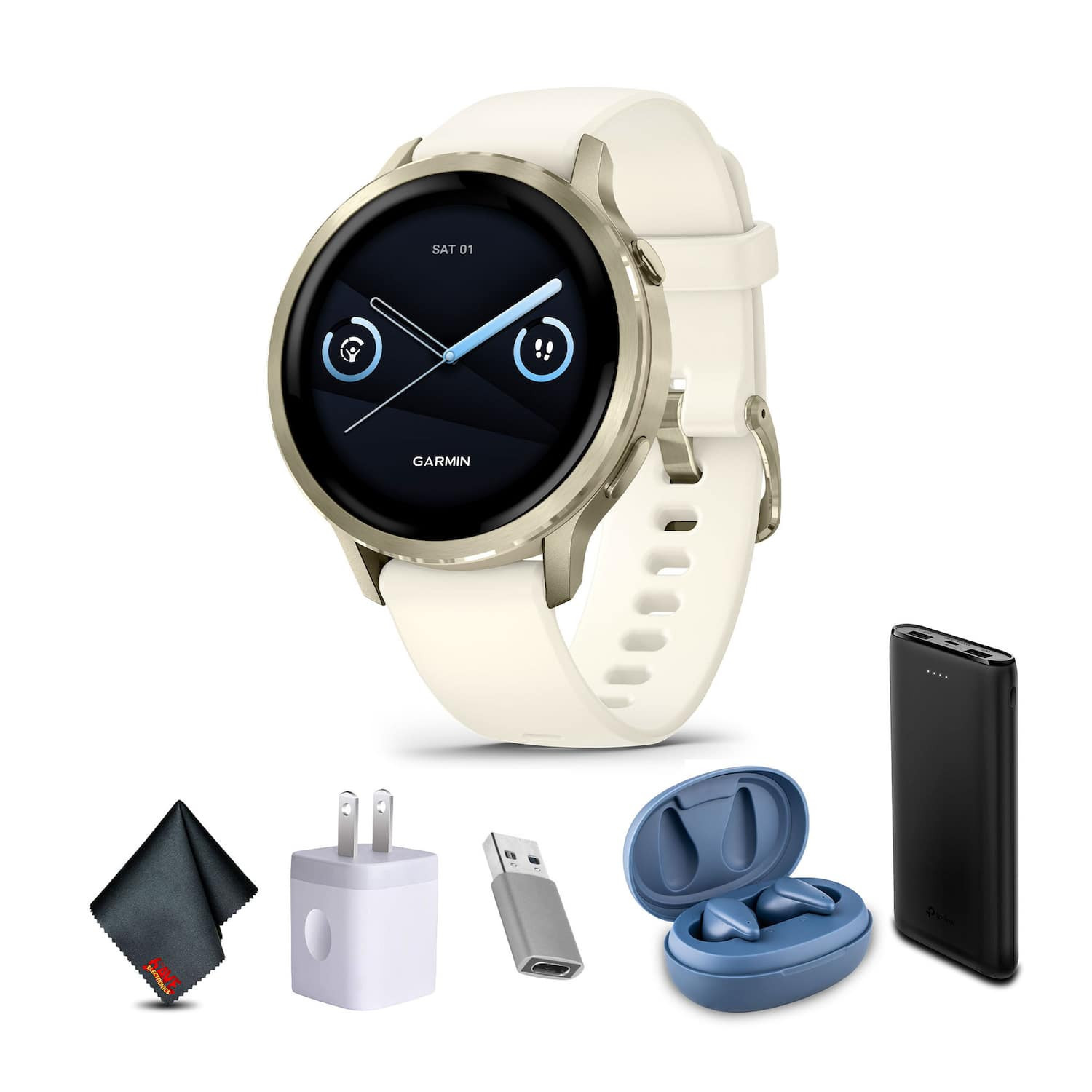 Garmin - Venu 4, 41mm, Advanced Health and Fitness GPS Smartwatch, Lunar Gold with Bone Silicone Band - Gold - (2025) | Best Buy U.S.