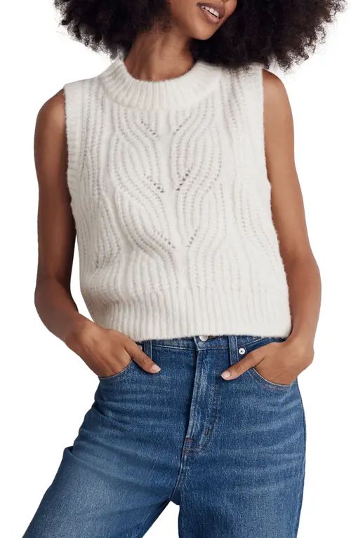 Madewell Knowe Pointelle Sweater Vest in Antique Cream at Nordstrom, Size X-Large | Nordstrom