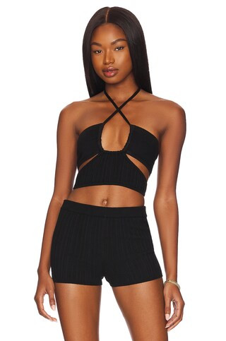 h:ours Sinclair Cropped Top in Black from Revolve.com | Revolve Clothing (Global)