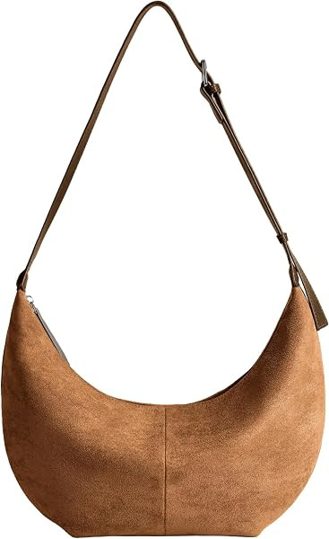 Suede Crescent Crossbody Bag for Women, Hobo Shoulder Purse | Amazon (US)