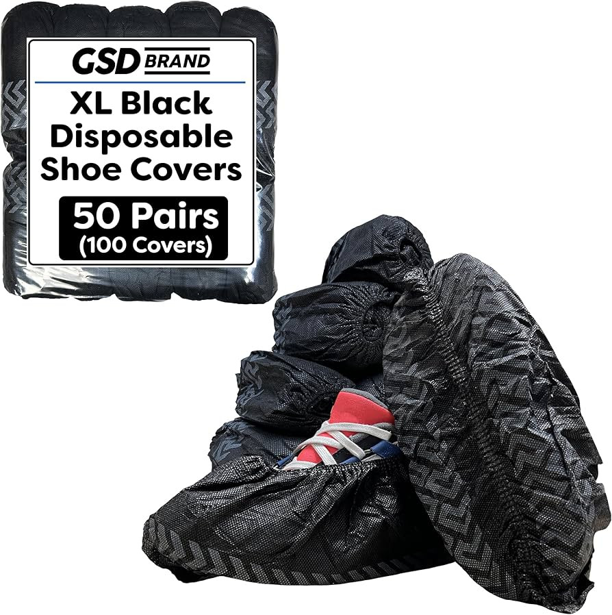 100 Pack Extra Large Black Non Slip Shoe Covers. Indoor Reusable Shoe Covers. Shoe Booties with N... | Amazon (US)