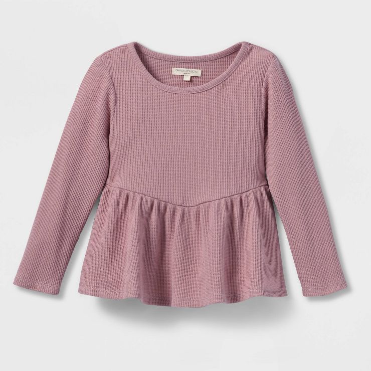 Grayson Collective Toddler Girls' Thermal Peplum Long Sleeve T-Shirt | Target