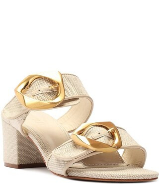 Schutz Olga Fabric Block Heel Buckled Slides | Dillard's | Dillard's