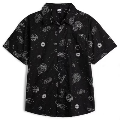 Star Wars Millennium Falcon TIE Fighter X-Wing Toddler Boys Button Down Shirt Black 4T | Target