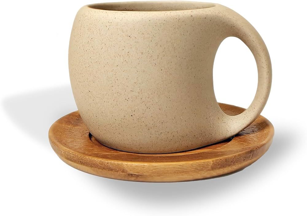 QualGifts Ceramic Coffee and Tea Cup with Natural Acacia Wood Saucer (8 Oz), Best for Latte, Capp... | Amazon (US)