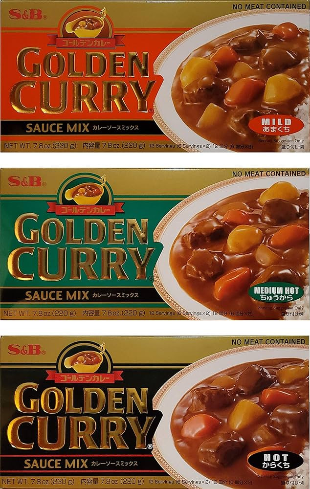S&B Golden Curry Sauce Mix, Mild,Medium Hot and Hot 7.8-Ounce (Pack of 3) | Amazon (US)