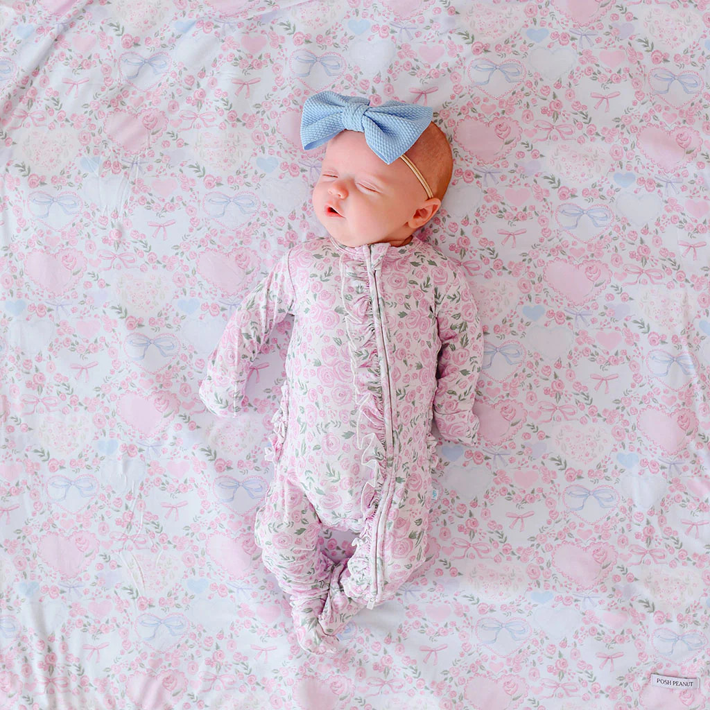 Floral Pink Baby Girl Sleeper | Annabeth | Posh Peanut