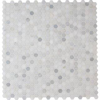 Greecian White Hexagon 12 in. x 12 in. Polished Marble Floor and Wall Tile (0.95 sq. ft./Each) | The Home Depot