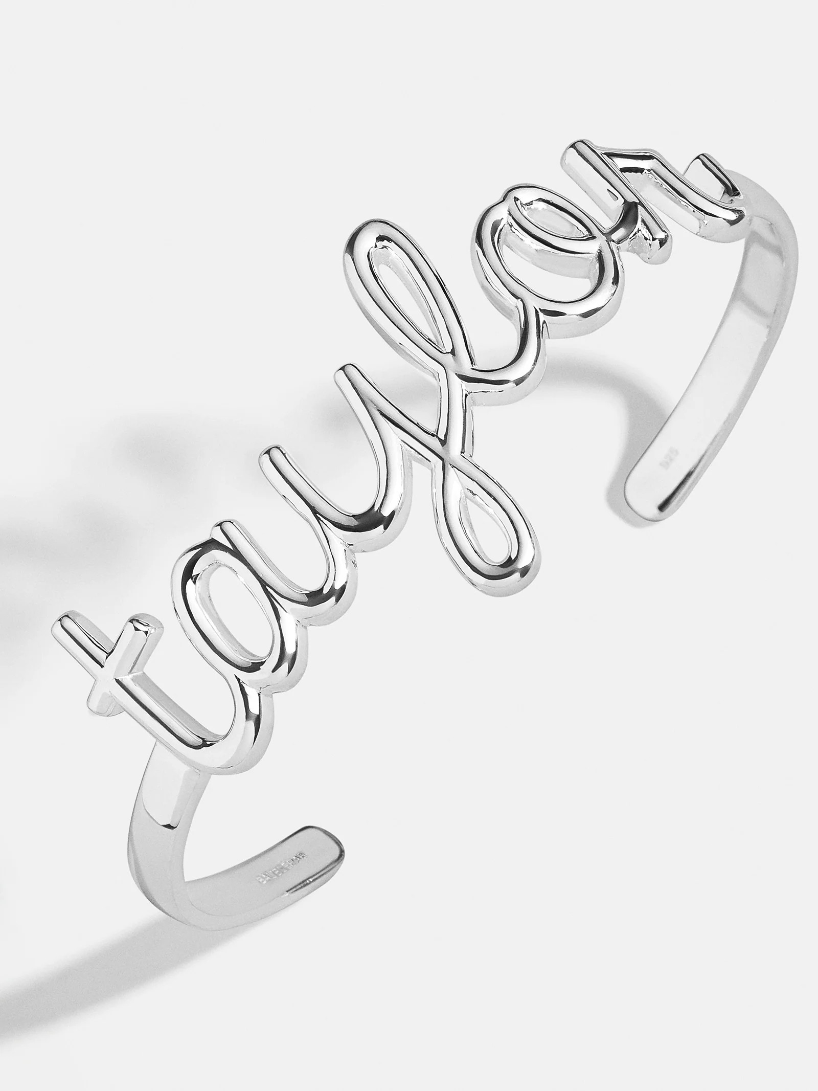 Sterling Silver Custom Nameplate Cuff Bracelet - Silver | BaubleBar (US)