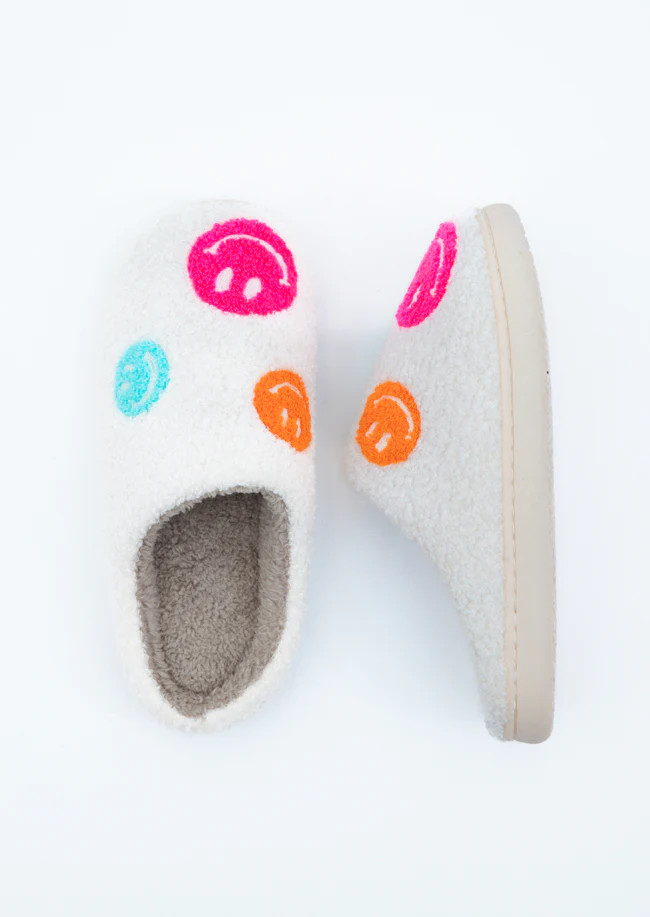 Multi-Color Smiley Slippers | Pink Lily