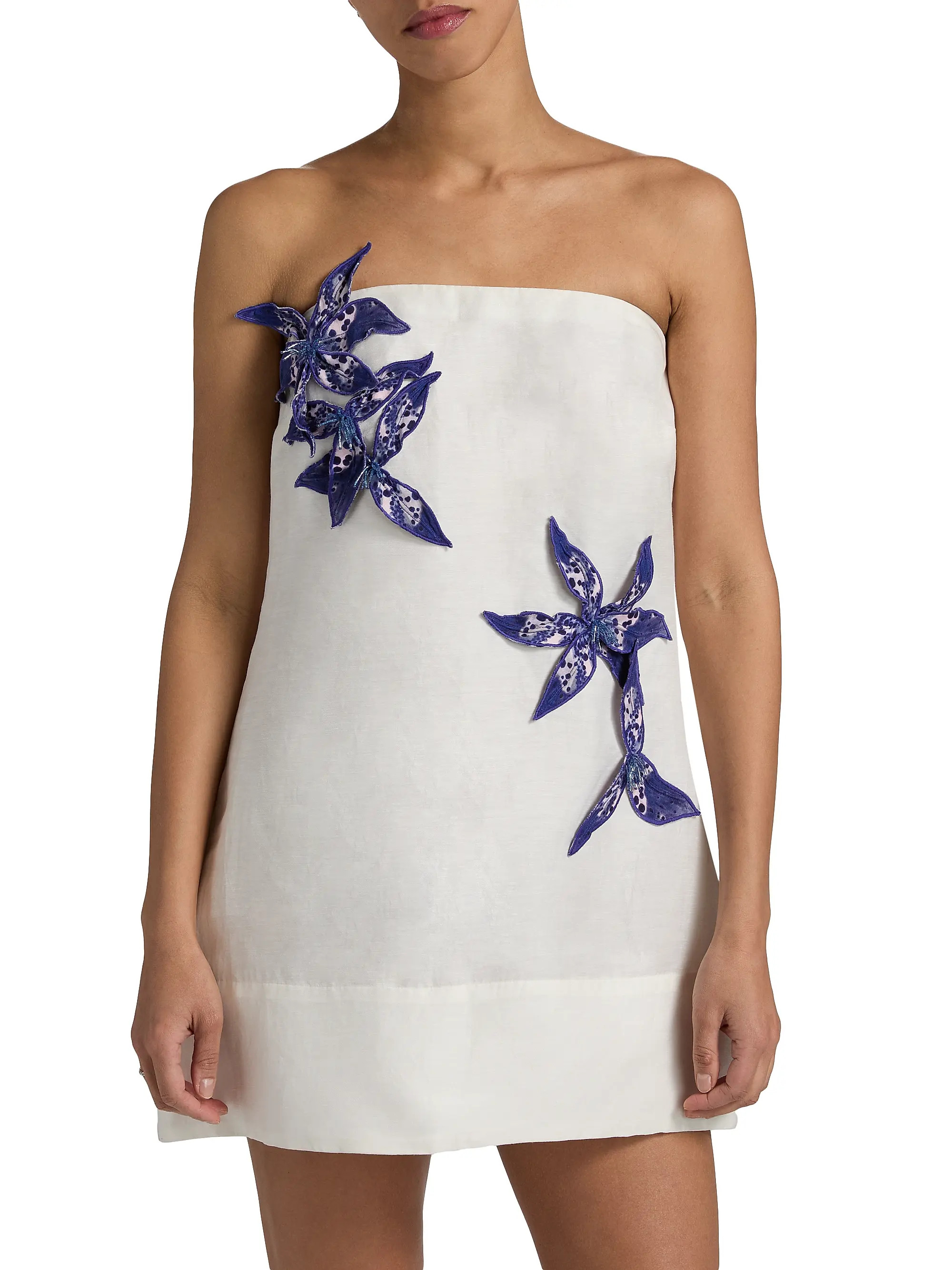 Azara Linen-Silk Strapless Minidress | Saks Fifth Avenue