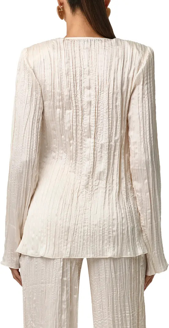 Pliss\u00e9 Tie Front Satin Top | Nordstrom