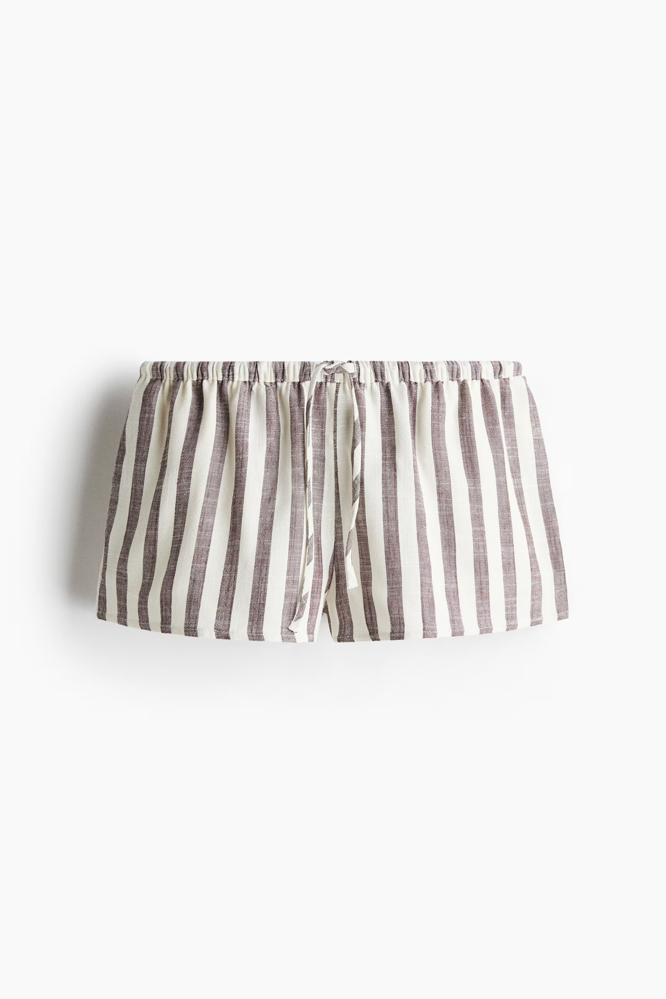 Linen-blend drawstring shorts - Brown/Striped - Ladies | H&M GB | H&M (UK, MY, IN, SG, PH, TW, HK)