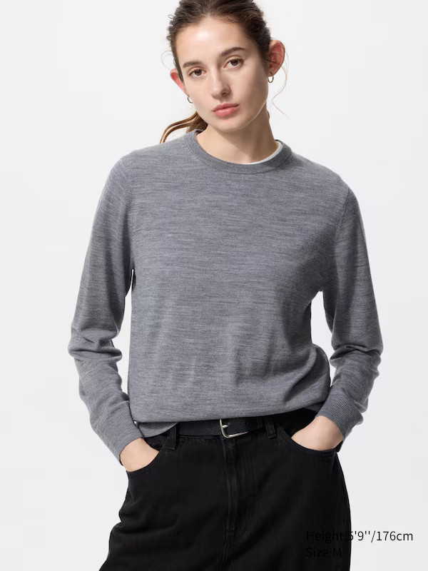 100% Merino Crew Neck Jumper | UNIQLO (UK)