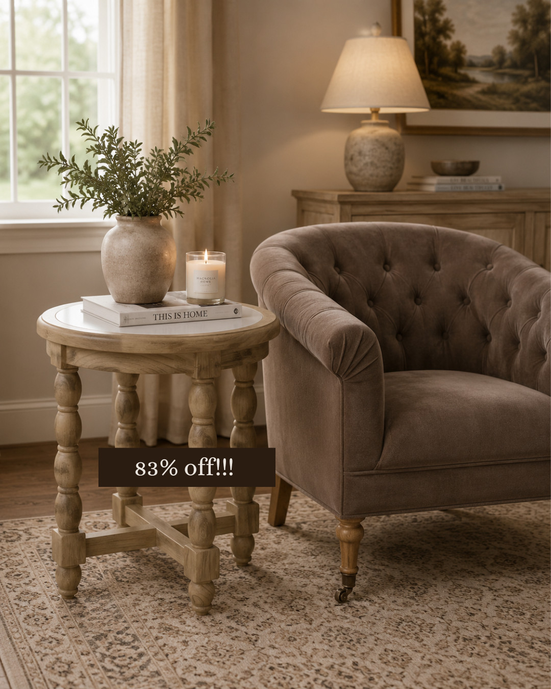 83% off this Solid Wood End Table with Marble Pattern Top.  

 #LTKHome #LTKSaleAlert