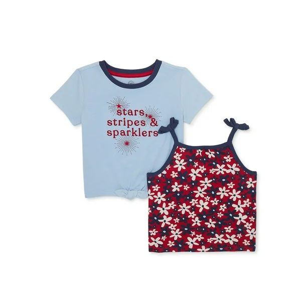 Way to Celebrate Americana Toddler Girl T-Shirt & Tank Top Set, 2-Pack, Sizes 2T-5T | Walmart (US)