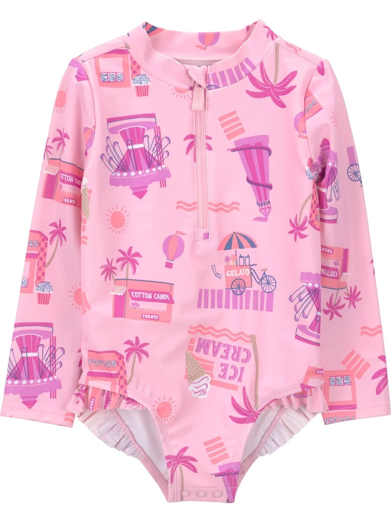 Carter's Child of Mine Toddler Girl Rash Guard Swimsuit, One-Piece, Sizes 12M-5T | Walmart (US)