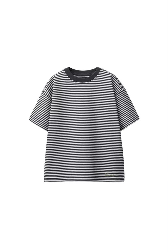 HEAVYWEIGHT STRIPED T-SHIRT WITH EMBROIDERED TEXT | Zara UK