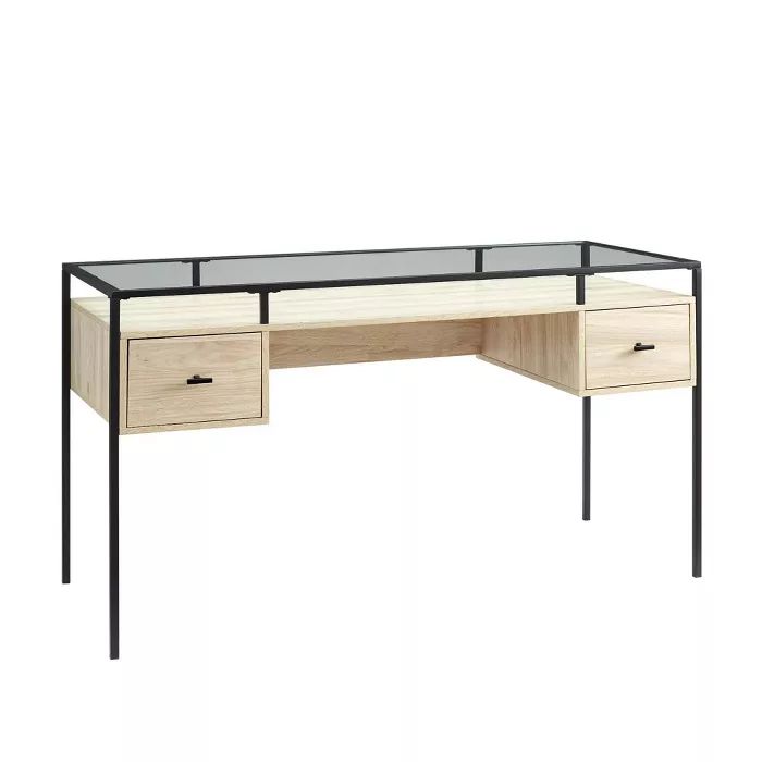 Lamvia Contemporary 2 Tier Glass Top Desk - Saracina Home | Target