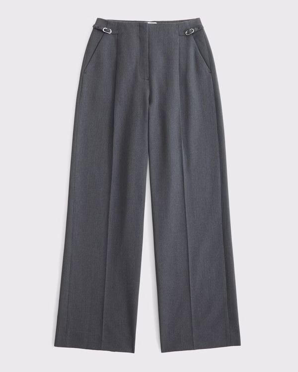 Curve Love A&F Sloane Tailored Hardware Wide Leg Pant | Abercrombie & Fitch (US)