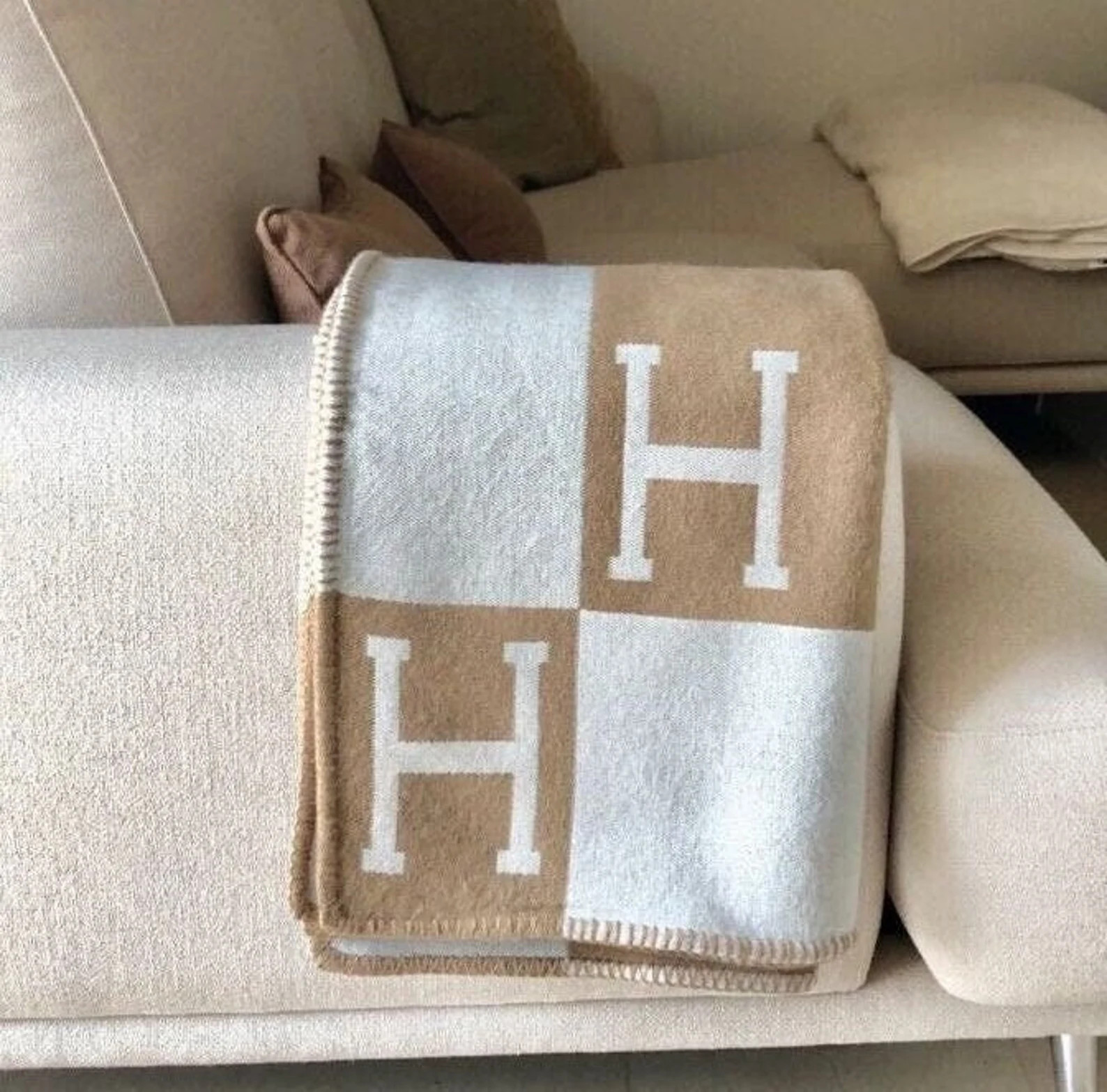 Luxury Quality H Pattern Pillow Cover Cashmere Wool Very Soft - Etsy | Etsy (US)