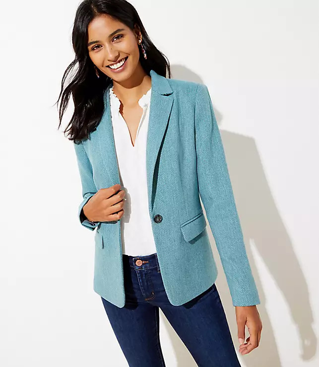Herringbone Modern Blazer | LOFT
