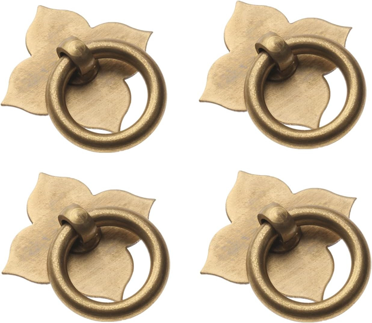 dophee 4 Pack Brass Drawer Pulls, Cabinet Handle Knobs Door Ring with Mounting Screws 1.89"x1.69"... | Amazon (US)