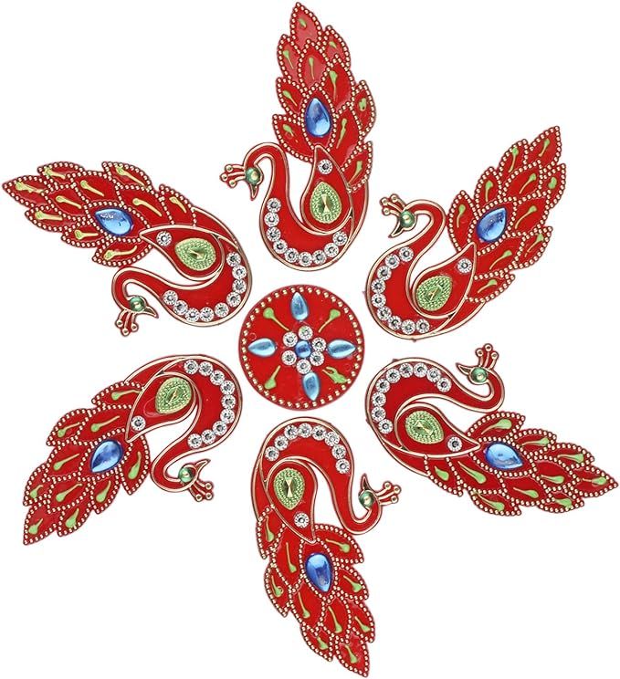 Acarya Peacock Meena Rangoli/Home Decor/Diwali/Gift for Home/Interior Handcrafted/Floor Stickers/... | Amazon (US)