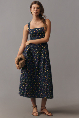 Maeve Printed A-Line Halter Midi Dress | Anthropologie (US)