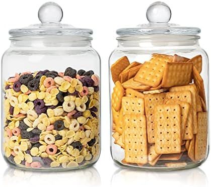 2L Cookie Jars with Lids-Large Glass Canister Set of 2-Food Storage Jar for Biscotti, Cereal, Nuts | Amazon (UK)