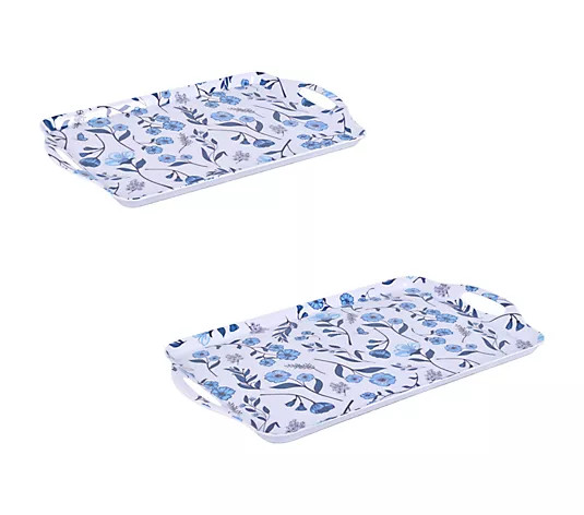 Temp-tations Set of 2 Melamine Trays With Handles - QVC.com | QVC
